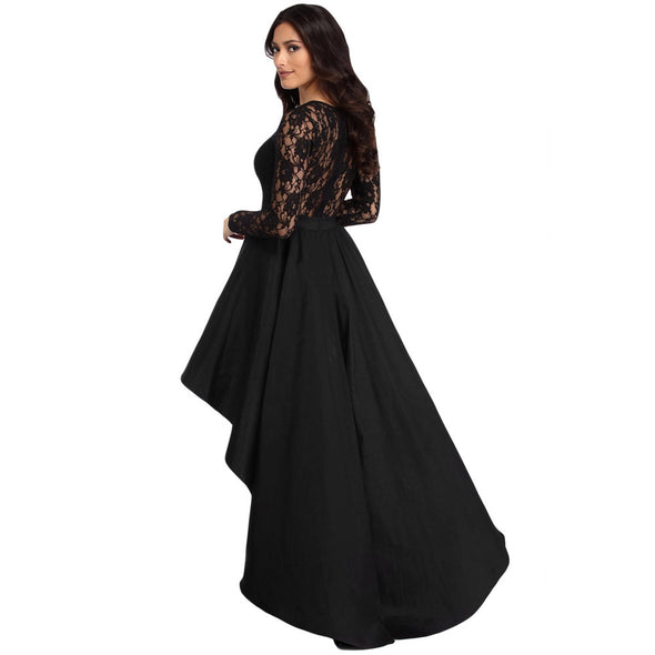 Elegant Lace Stitching Fishtail Evening Dress