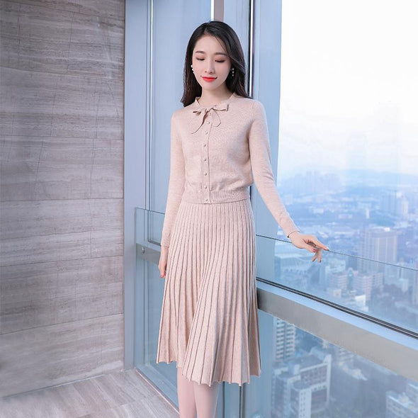 Women's long sleeve bottoming skirt two-piece suit