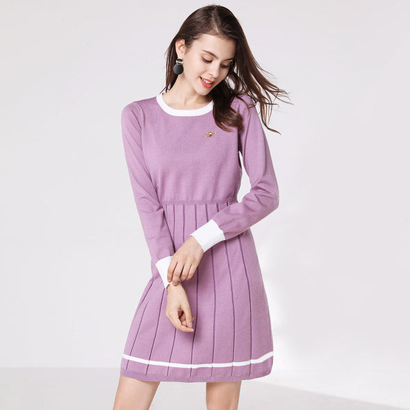 Women's O-Neck Knitted Dress