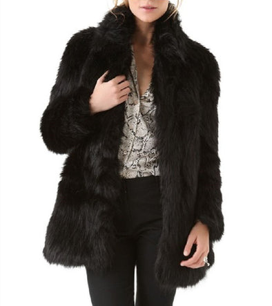 Warm fur Pure Color Standing Collar Leather Coat