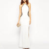 Halter Sequin Stitching Sleeveless Maxi Evening Dress