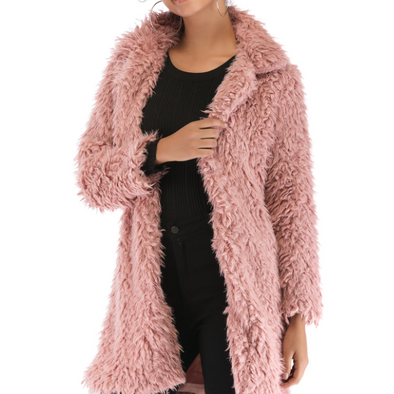 Imitation Lamb Hair Solid Color Long-sleeved Plush Warm Jacket