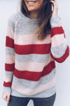 Crew  Neck  Striped  Casual Sweaters