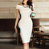 Boat Neck  Plain Bodycon Dress