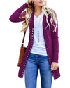 Fashion Long Button Solid Color Cardigan