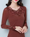 Mesh Embroidered Long-Sleeved T-Shirt