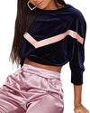 Gold Velvet Casual Long Sleeve Sweatshirt