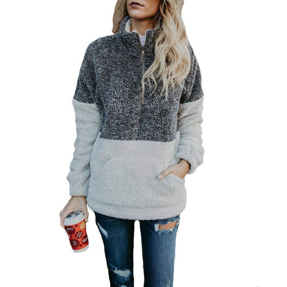 Plush Cipper High Collar Long Sleeve Sweater