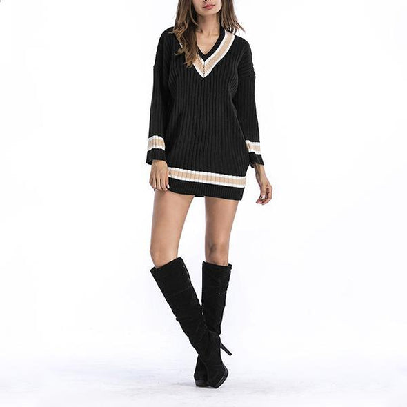 V-Neck Long Long Sleeve Knit Loose Sweater