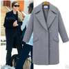 Loose Pure Color Long Sleeve Lapel Woolen Coat