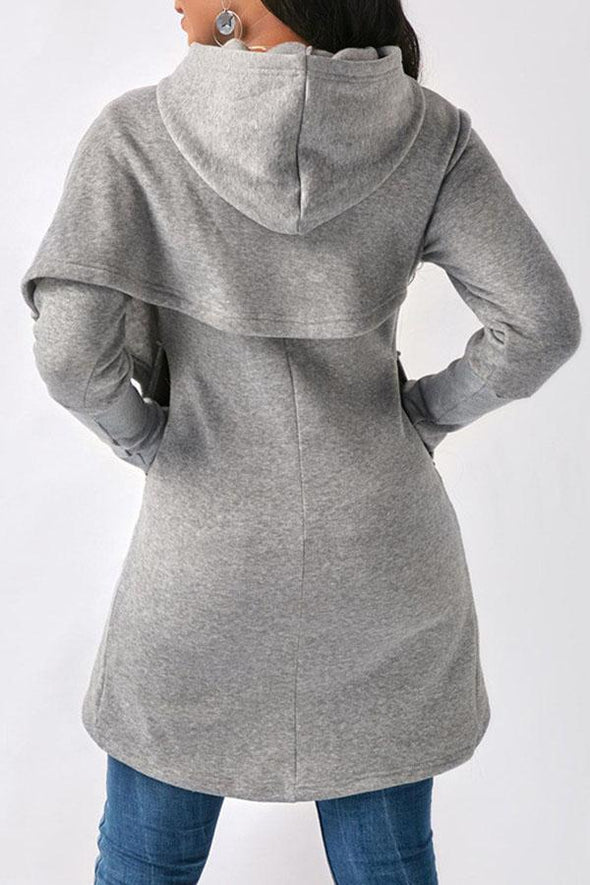 Asymmetric Hem Loose Fitting  Plain Hoodies