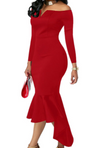 Slim Off Shoulder Long Sleeve Bodycon Dress