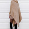 Solid Color Cloak Irregular High Neck Collar Sweaters