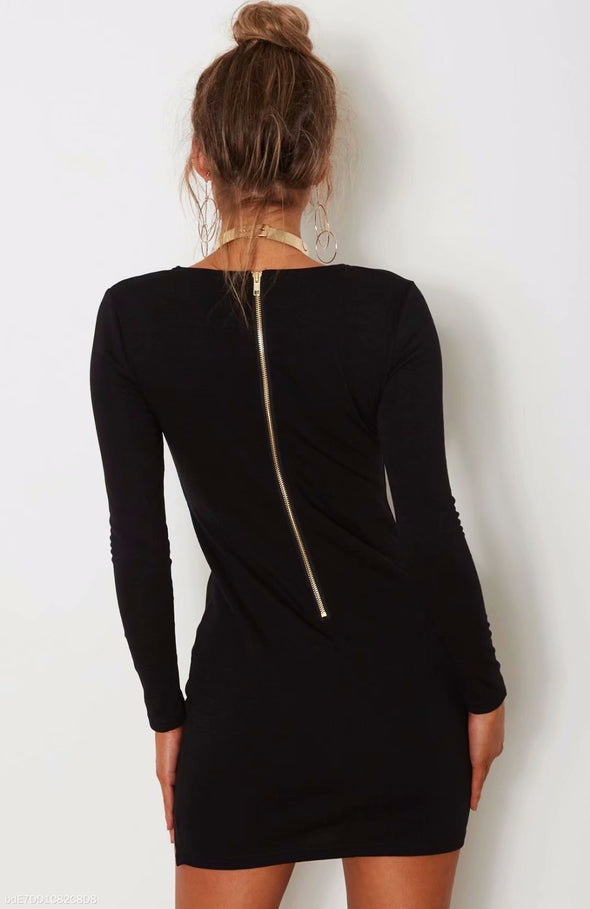 Sexy Long-Sleeved Tight-Fitting Open-Knit Strap Dress