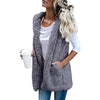 Women's Plush Vest Hooded Cardigan Coat