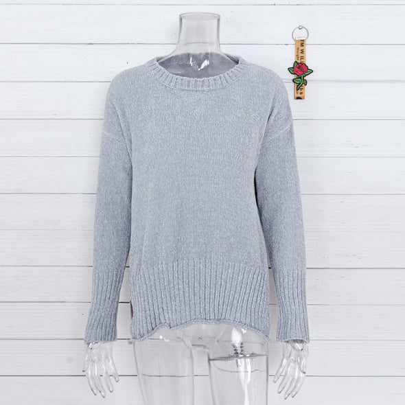 Solid Color Bat Sleeve Loose Sweater