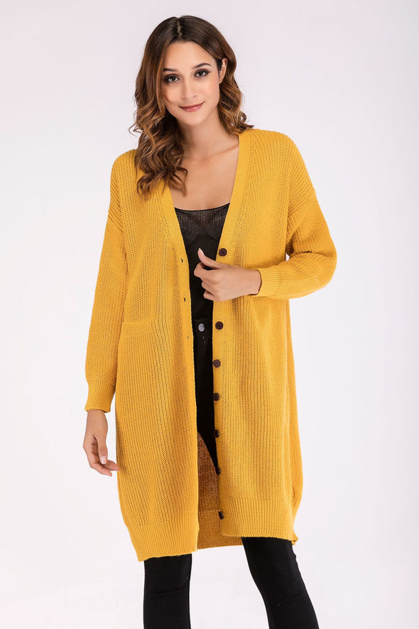 Single-breasted Long Sleeve Cardigan