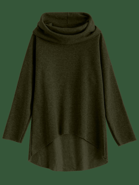 Fleece Pile Pile Collar Irregular Long Sleeve Sweatshirt