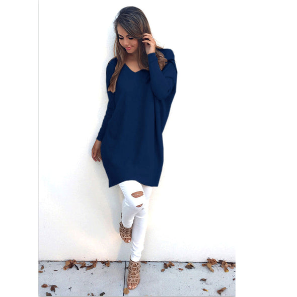 V- neck Long Sleeve Medium Style Sweaters