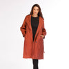 Fashion Pure Color Bandage Long Sleeve Woolen Coat