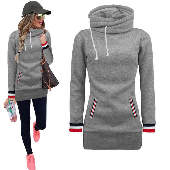 Long Sleeved Solid Color Hooded Sweatshirt