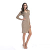 New V-neck Long Sleeved Split Knit Dress