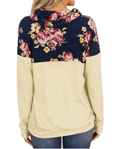 Pile Of Collar Printed Drawstring Sweater