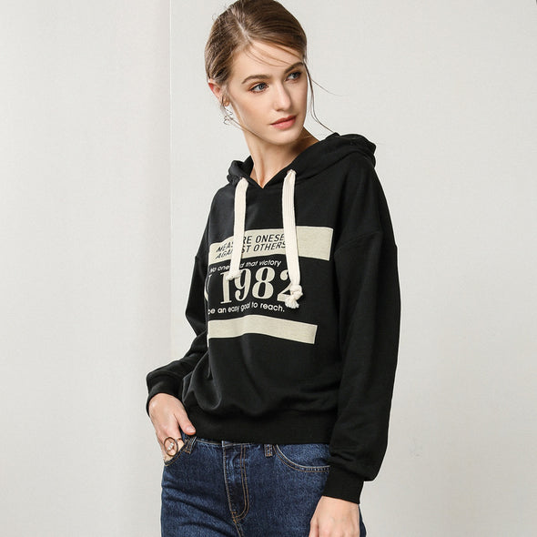 Casual Letter Print Long Sleeve Hoodies