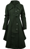 Irregular Hem Long Sleeve Lapel Single-Breasted Woolen Coat