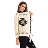 New geometric pattern fringed shawl coat colorblock long sleeve knit cardigan