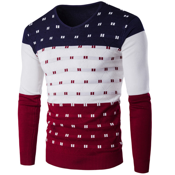 New Men's Color Matching Warm Sweater