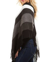 Bat Sleeve Striped Cape Shawl Sweater