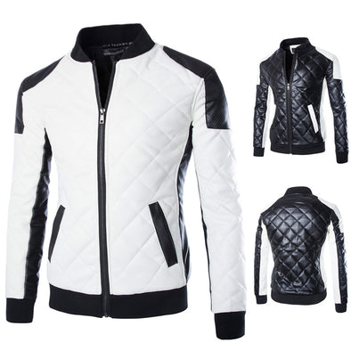 Fashion Trend Diamond Men's Leather Jacket