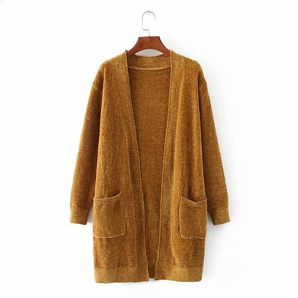 Simple Pocket Long Sleeve Cardigan Outwear