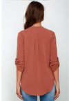 Women's V-neck Long-Sleeved Shirt