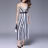 V Neck Stripe Sleeveless Jumpsuit