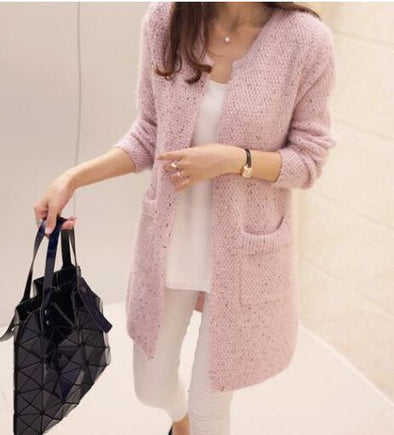 Solid Color Long Sleeve Pocket Sweater