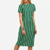 Fashion Striped O-Neck Short Sleeve Bodycon Dress