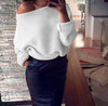 Off-The-Shoulder Solid Long-Sleeved Loose Sweater