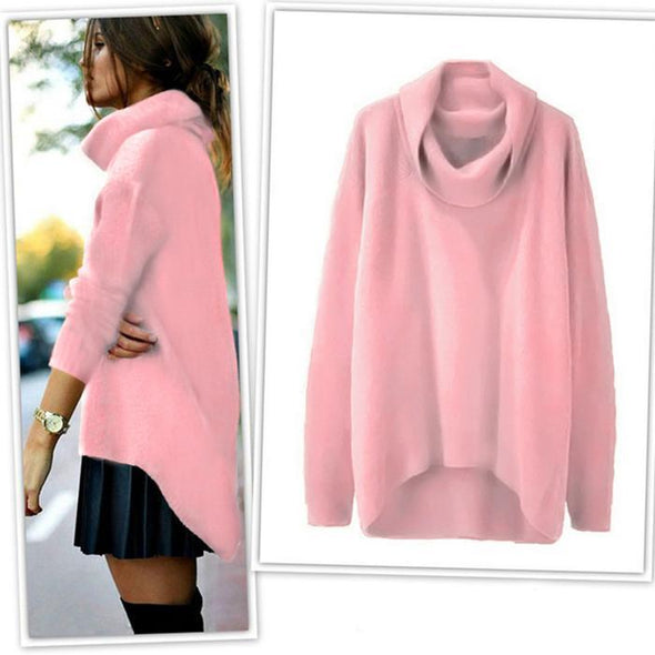 Fashion Early Autumn Pure Color Irregular Sweater