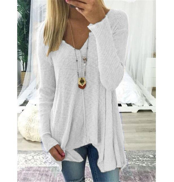 Loose Long Sleeve V-Neck Sweater