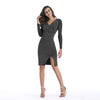 New V-neck Long Sleeved Split Knit Dress