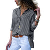 Women's Print Striped Long Sleeve V-Neck Shirt