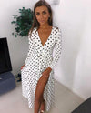 Sexy V-neck Long Sleeve Strap Polka Dot Dress