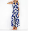 Deep V-Neck Printed Jumpsuit