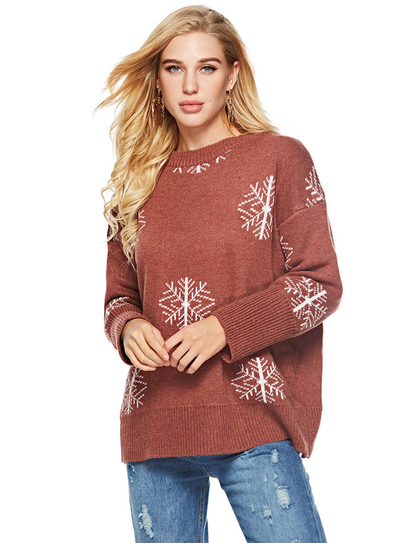 New Snowflake O Neck Sweater