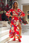 Casual Printed Deep V-Neck Flare sleeve Bohemian Maxi Dress