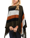 Bat Sleeve Striped Cape Shawl Sweater