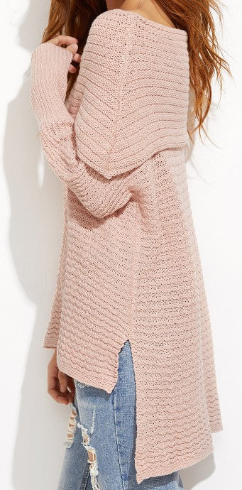 New Long Sleeved Collar Solid Color Sweater