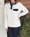 Fashion High Collar Button Long Sleeve Sweatshirt